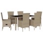vidaXL 7-tlg. Garten-Essgruppe mit Kissen Beige Poly Rattan vidaXL 7-tlg. Garten-Essgruppe mit Kissen Beige Poly Rattan
