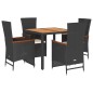 vidaXL 5-tlg. Garten-Essgruppe mit Kissen Schwarz Poly Rattan vidaXL 5-tlg. Garten-Essgruppe mit Kissen Schwarz Poly Rattan
