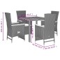 vidaXL 5-tlg. Garten-Essgruppe mit Kissen Schwarz Poly Rattan vidaXL 5-tlg. Garten-Essgruppe mit Kissen Schwarz Poly Rattan