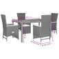 vidaXL 5-tlg. Garten-Essgruppe mit Kissen Schwarz Poly Rattan vidaXL 5-tlg. Garten-Essgruppe mit Kissen Schwarz Poly Rattan