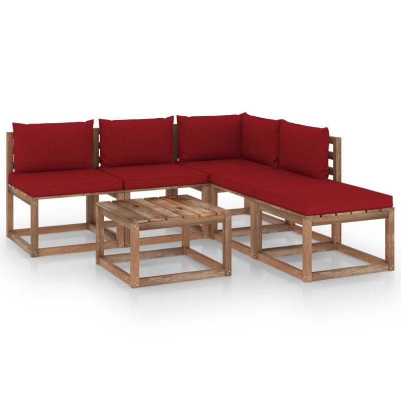 6-tlg. Garten-Lounge-Set aus Paletten mit Kissen Kiefernholz 6-tlg. Garten-Lounge-Set aus Paletten mit Kissen Kiefernholz