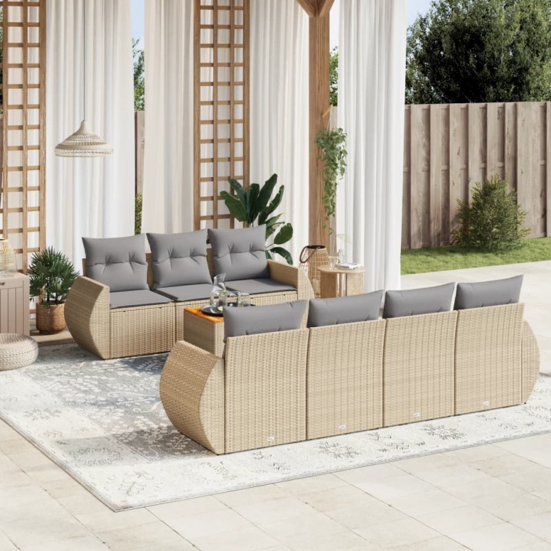 vidaXL 8-tlg. Garten-Sofagarnitur mit Kissen Beige Poly Rattan vidaXL 8-tlg. Garten-Sofagarnitur mit Kissen Beige Poly Rattan