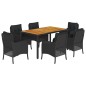 vidaXL 7-tlg. Garten-Essgruppe mit Kissen Schwarz Poly Rattan vidaXL 7-tlg. Garten-Essgruppe mit Kissen Schwarz Poly Rattan