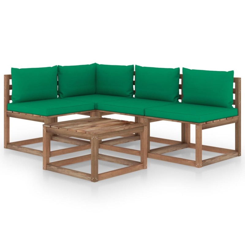 5-tlg. Garten-Lounge-Set mit Grünen Kissen 5-tlg. Garten-Lounge-Set mit Grünen Kissen