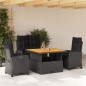 vidaXL 4-tlg. Garten-Essgruppe mit Kissen Schwarz Poly Rattan vidaXL 4-tlg. Garten-Essgruppe mit Kissen Schwarz Poly Rattan
