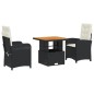 vidaXL 3-tlg. Garten-Essgruppe mit Kissen Schwarz Poly Rattan vidaXL 3-tlg. Garten-Essgruppe mit Kissen Schwarz Poly Rattan