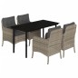 vidaXL 5-tlg. Garten-Essgruppe mit Kissen Hellgrau Poly Rattan vidaXL 5-tlg. Garten-Essgruppe mit Kissen Hellgrau Poly Rattan