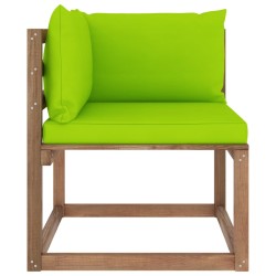 Outdoor-Ecksofa Paletten mit Kissen in Hellgrün