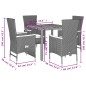 vidaXL 5-tlg. Garten-Essgruppe mit Kissen Schwarz Poly Rattan vidaXL 5-tlg. Garten-Essgruppe mit Kissen Schwarz Poly Rattan