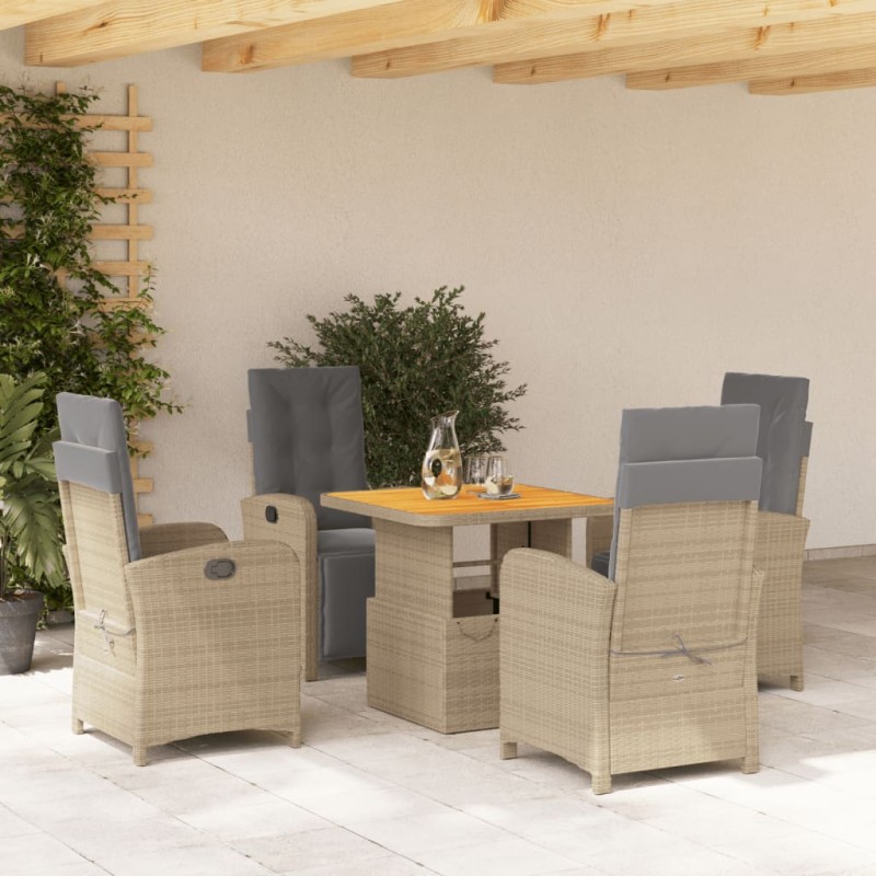 vidaXL 5-tlg. Garten-Essgruppe mit Kissen Beige Poly Rattan vidaXL 5-tlg. Garten-Essgruppe mit Kissen Beige Poly Rattan