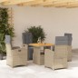 vidaXL 5-tlg. Garten-Essgruppe mit Kissen Beige Poly Rattan vidaXL 5-tlg. Garten-Essgruppe mit Kissen Beige Poly Rattan