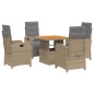 vidaXL 5-tlg. Garten-Essgruppe mit Kissen Beige Poly Rattan vidaXL 5-tlg. Garten-Essgruppe mit Kissen Beige Poly Rattan