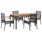 vidaXL 5-tlg. Garten-Essgruppe mit Kissen Schwarz Poly Rattan vidaXL 5-tlg. Garten-Essgruppe mit Kissen Schwarz Poly Rattan