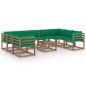 10-tlg. Garten-Lounge-Set mit Kissen in Grün 10-tlg. Garten-Lounge-Set mit Kissen in Grün