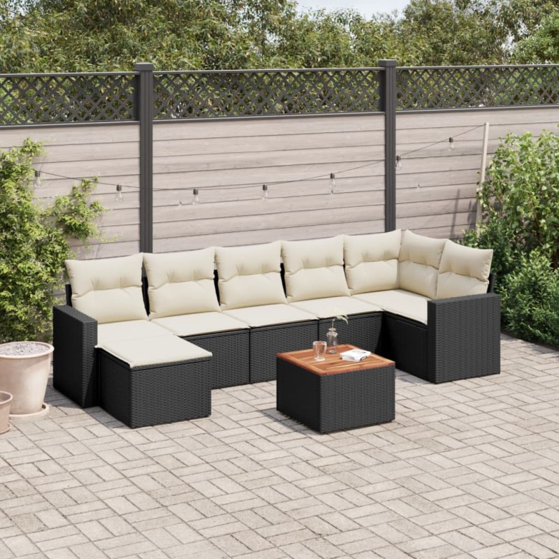 vidaXL 8-tlg. Garten-Sofagarnitur mit Kissen Schwarz Poly Rattan vidaXL 8-tlg. Garten-Sofagarnitur mit Kissen Schwarz Poly Rattan