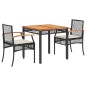 vidaXL 3-tlg. Garten-Essgruppe mit Kissen Schwarz Poly Rattan vidaXL 3-tlg. Garten-Essgruppe mit Kissen Schwarz Poly Rattan