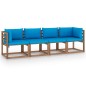Garten-Palettensofa 4-Sitzer mit Kissen Kiefernholz Garten-Palettensofa 4-Sitzer mit Kissen Kiefernholz
