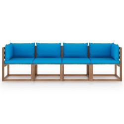 Garten-Palettensofa 4-Sitzer mit Kissen Kiefernholz