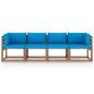 Garten-Palettensofa 4-Sitzer mit Kissen Kiefernholz Garten-Palettensofa 4-Sitzer mit Kissen Kiefernholz