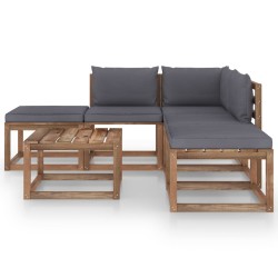 6-tlg. Garten-Lounge-Set mit Anthrazit Kissen
