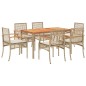 vidaXL 7-tlg. Garten-Essgruppe mit Kissen Beige Poly Rattan vidaXL 7-tlg. Garten-Essgruppe mit Kissen Beige Poly Rattan