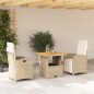 vidaXL 3-tlg. Garten-Essgruppe mit Kissen Beige Poly Rattan vidaXL 3-tlg. Garten-Essgruppe mit Kissen Beige Poly Rattan