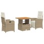 vidaXL 3-tlg. Garten-Essgruppe mit Kissen Beige Poly Rattan vidaXL 3-tlg. Garten-Essgruppe mit Kissen Beige Poly Rattan