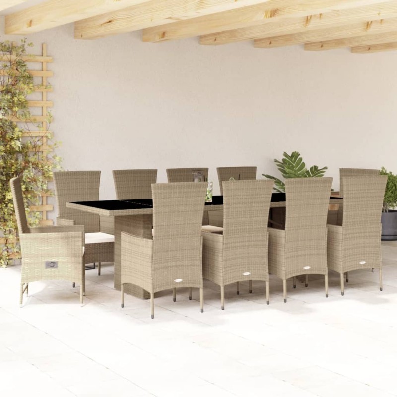 vidaXL 7-tlg. Garten-Essgruppe mit Kissen Beige Poly Rattan vidaXL 7-tlg. Garten-Essgruppe mit Kissen Beige Poly Rattan