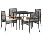 vidaXL 5-tlg. Garten-Essgruppe mit Kissen Schwarz Poly Rattan vidaXL 5-tlg. Garten-Essgruppe mit Kissen Schwarz Poly Rattan