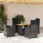 vidaXL 5-tlg. Garten-Essgruppe mit Kissen Schwarz Poly Rattan vidaXL 5-tlg. Garten-Essgruppe mit Kissen Schwarz Poly Rattan