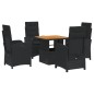 vidaXL 5-tlg. Garten-Essgruppe mit Kissen Schwarz Poly Rattan vidaXL 5-tlg. Garten-Essgruppe mit Kissen Schwarz Poly Rattan