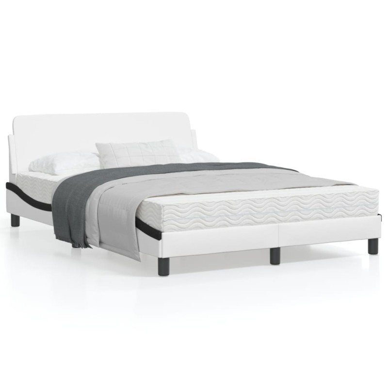vidaXL Bettgestell mit Kopfteil Weiß und Schwarz 140x190 cm Kunstleder vidaXL Bettgestell mit Kopfteil Weiß und Schwarz 140x190 cm Kunstleder
