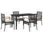 vidaXL 5-tlg. Garten-Essgruppe mit Kissen Schwarz Poly Rattan vidaXL 5-tlg. Garten-Essgruppe mit Kissen Schwarz Poly Rattan