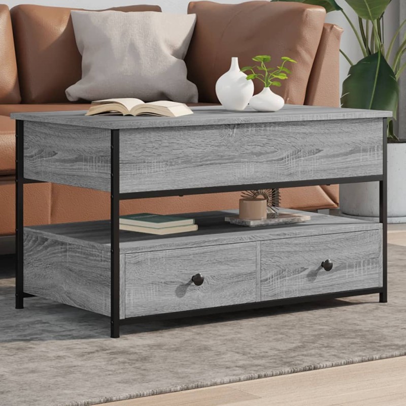 vidaXL Couchtisch Grau Sonoma 85x50x50 cm Holzwerkstoff und Metall vidaXL Couchtisch Grau Sonoma 85x50x50 cm Holzwerkstoff und Metall
