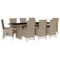 vidaXL 9-tlg. Garten-Essgruppe mit Kissen Beige Poly Rattan vidaXL 9-tlg. Garten-Essgruppe mit Kissen Beige Poly Rattan