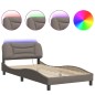 vidaXL Bettgestell mit LED Taupe 100x200 cm Stoff vidaXL Bettgestell mit LED Taupe 100x200 cm Stoff