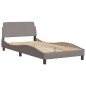 vidaXL Bettgestell mit LED Taupe 100x200 cm Stoff vidaXL Bettgestell mit LED Taupe 100x200 cm Stoff