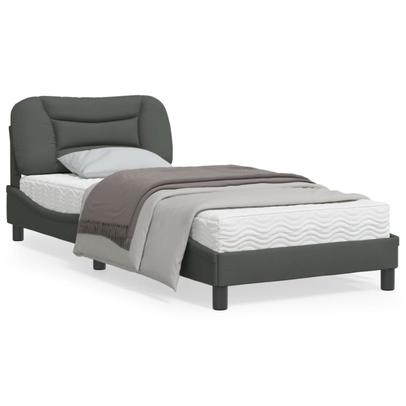 vidaXL Bettgestell mit LED Dunkelgrau 90x190 cm Stoff vidaXL Bettgestell mit LED Dunkelgrau 90x190 cm Stoff
