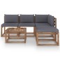 6-tlg. Garten-Lounge-Set aus Paletten mit Kissen Kiefernholz 6-tlg. Garten-Lounge-Set aus Paletten mit Kissen Kiefernholz