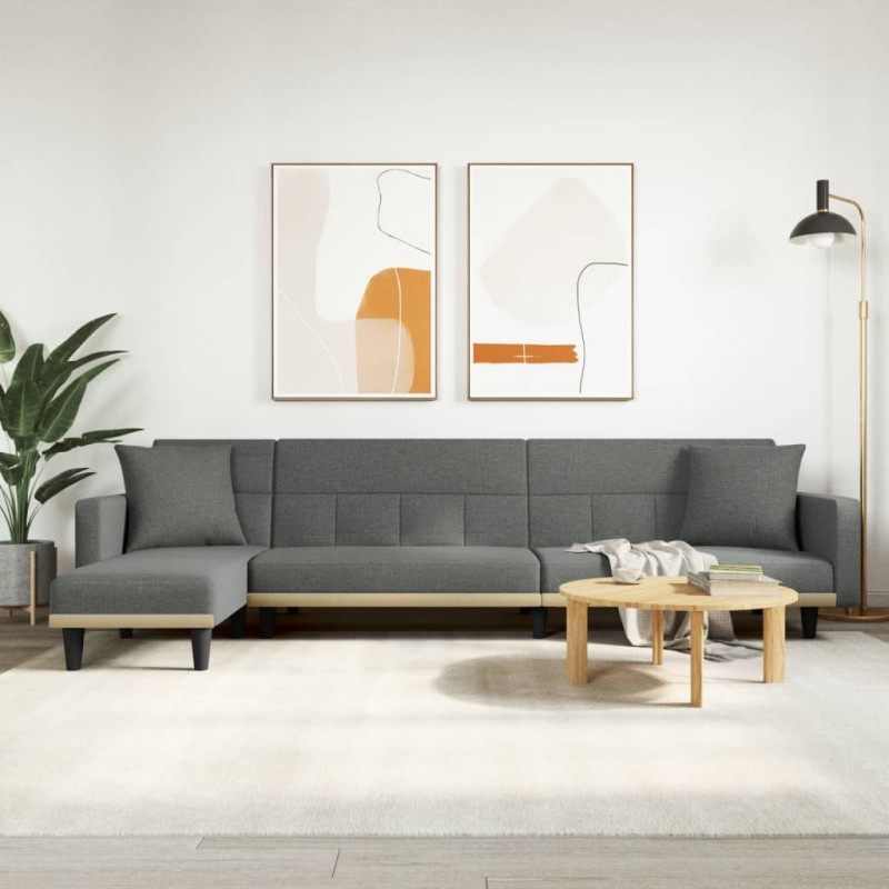 vidaXL Schlafsofa in L-Form Dunkelgrau 275x140x70 cm Stoff vidaXL Schlafsofa in L-Form Dunkelgrau 275x140x70 cm Stoff