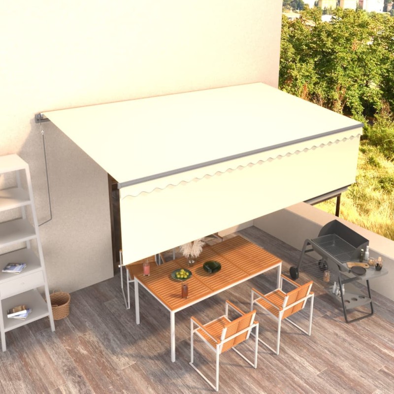vidaXL Markise Automatisch Einziehbar mit Volant 5x3 m Creme vidaXL Markise Automatisch Einziehbar mit Volant 5x3 m Creme