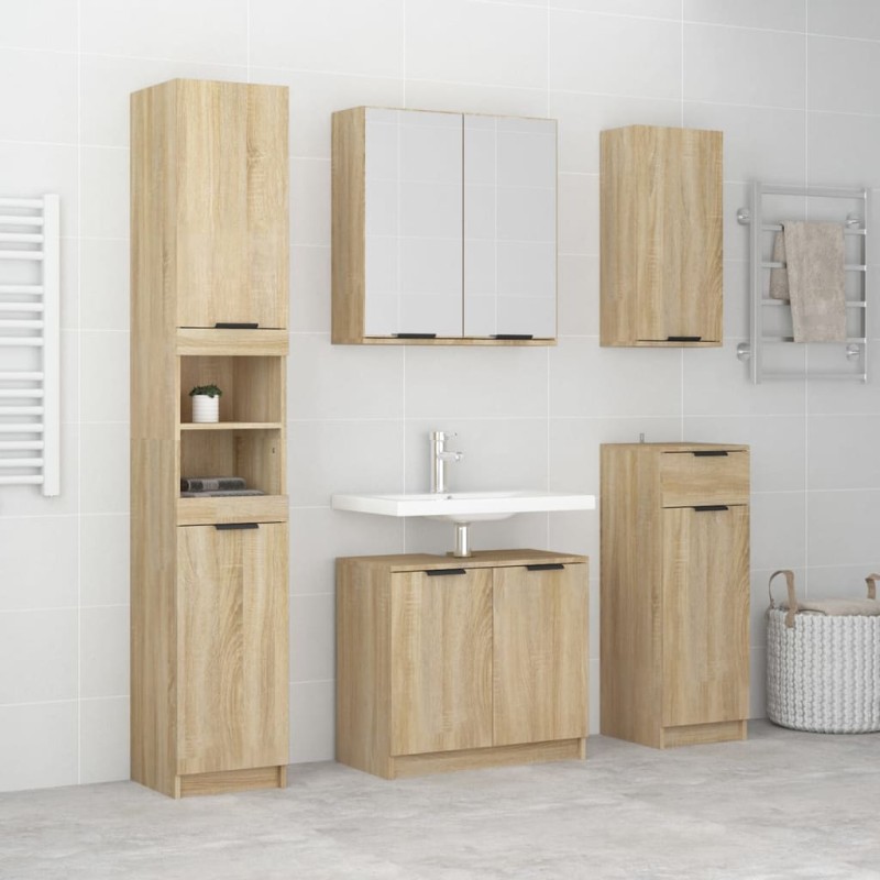 vidaXL 5-tlg. Badmöbel-Set Sonoma-Eiche Holzwerkstoff vidaXL 5-tlg. Badmöbel-Set Sonoma-Eiche Holzwerkstoff
