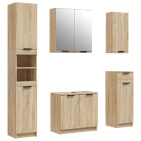 vidaXL 5-tlg. Badmöbel-Set Sonoma-Eiche Holzwerkstoff