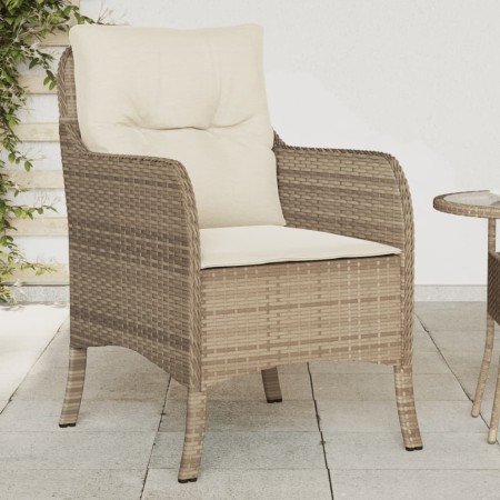 vidaXL Gartenstühle mit Kissen 2 Stk. Beige Poly Rattan