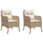 vidaXL Gartenstühle mit Kissen 2 Stk. Beige Poly Rattan vidaXL Gartenstühle mit Kissen 2 Stk. Beige Poly Rattan