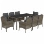 vidaXL 9-tlg. Garten-Essgruppe mit Kissen Grau Poly Rattan vidaXL 9-tlg. Garten-Essgruppe mit Kissen Grau Poly Rattan