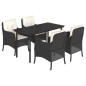 vidaXL 5-tlg. Garten-Essgruppe mit Kissen Schwarz Poly Rattan vidaXL 5-tlg. Garten-Essgruppe mit Kissen Schwarz Poly Rattan