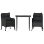 vidaXL 3-tlg. Garten-Essgruppe mit Kissen Schwarz Poly Rattan vidaXL 3-tlg. Garten-Essgruppe mit Kissen Schwarz Poly Rattan