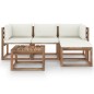 5-tlg. Garten-Lounge-Set mit Creme Kissen 5-tlg. Garten-Lounge-Set mit Creme Kissen