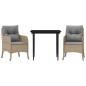 vidaXL 3-tlg. Garten-Essgruppe mit Kissen Beige Poly Rattan vidaXL 3-tlg. Garten-Essgruppe mit Kissen Beige Poly Rattan